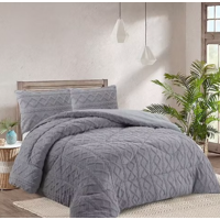 Tecnocasa - Plumon De Invierno Con Chiporro Trenzados Color Gris Plaza Y Media