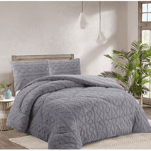 Tecnocasa - Plumon De Invierno Con Chiporro Trenzados Color Gris Plaza Y Media