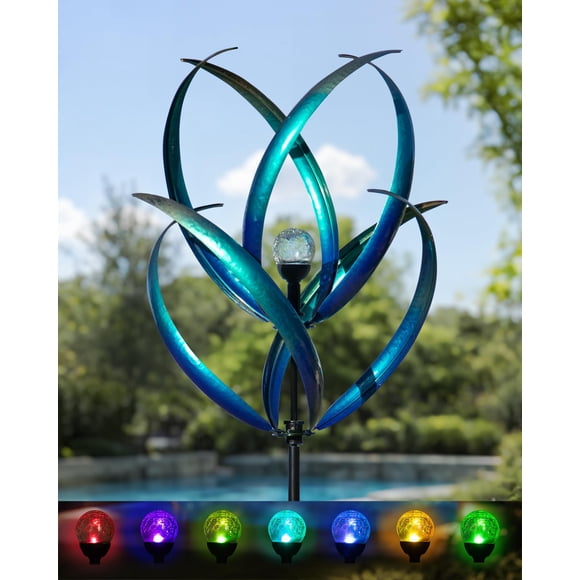Spinner de Viento Solar para Exterior Lariander 150 cm Azul Claro