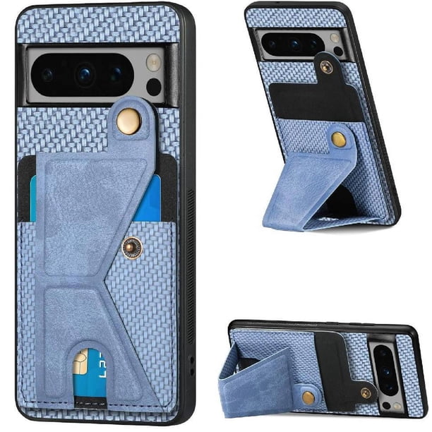 Funda Resistente para Google Pixel 8 Pro con Tarjetero y Soporte, Diseño Magnético Azul
