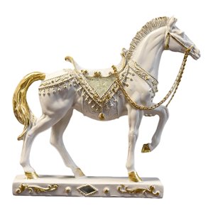 Magideal - Estatua De Caballo Decorativa, Figura Artística, Adorno Para Escritorio, Escultura De Resina De Caballo, Figura De Animal Para Oficina, Mesa, Hogar, D Blanco