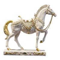 Magideal - Estatua De Caballo Decorativa, Figura Artística, Adorno Para Escritorio, Escultura De Resina De Caballo, Figura De Animal Para Oficina, Mesa, Hogar, D Blanco