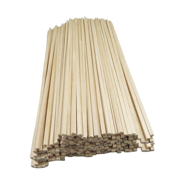 100 piezas de palos cuadrados de madera sin terminar, pequeñas tiras largas y lisas, para manualidades, decoración del hogar, manualidades para niños, 30 cm