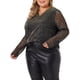 thumbnail image 4 of Agnes Orinda Conjuntos de Halloween Blusa Transparente con Brillo de Pedrería y Lentejuelas de Manga Larga con Escote en V para Mujer de Talla Grande 2X Negro, 4 of 6