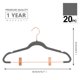 thumbnail image 2 of Perchas para pantalones MIZGI Premium Velvet con clips, paquete de 20, color gris, 2 of 8