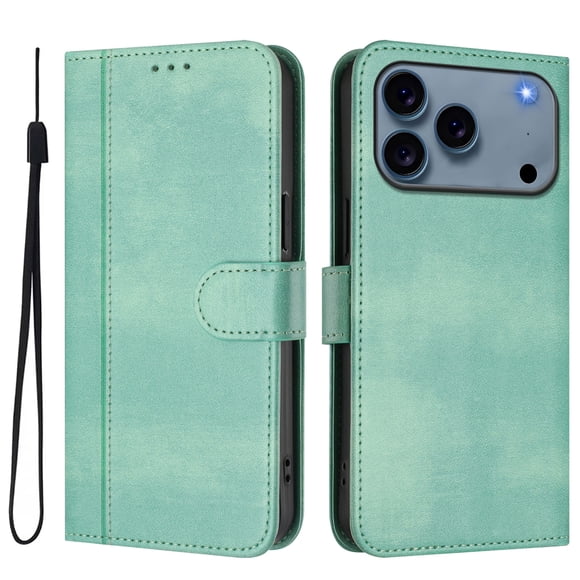 Funda Cartera para iphone 17 Promax Protección 360° con Ranuras para Tarjetas y Soporte Verde claro