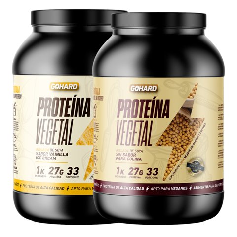 Gohard - Pack Proteinas Vegetales 2Kg Total 66Sv Vainilla - Sin Sabor