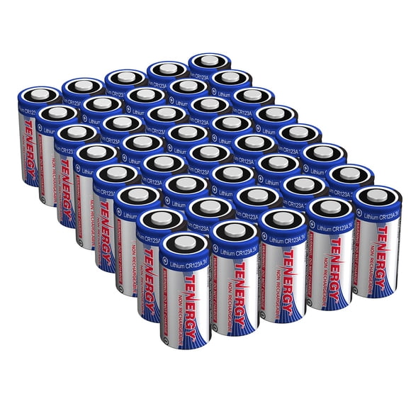 Batería Tenergy CR123A de litio, 3 V, 1500 mAh, protegida por PTC, paquete de 40
