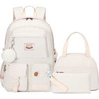 Mochila Escolar Spotted Tiger Para Niñas Con Lonchera Blanca