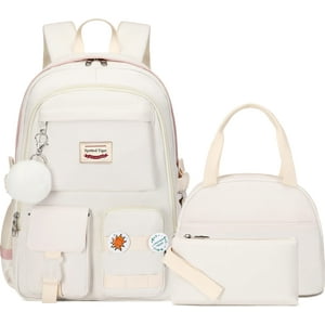 Mochila Escolar Spotted Tiger Para Niñas Con Lonchera Blanca