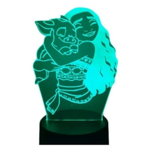 Lelumania - Lampara Ilusion 3D Moana De 7 Colores, Base Touch