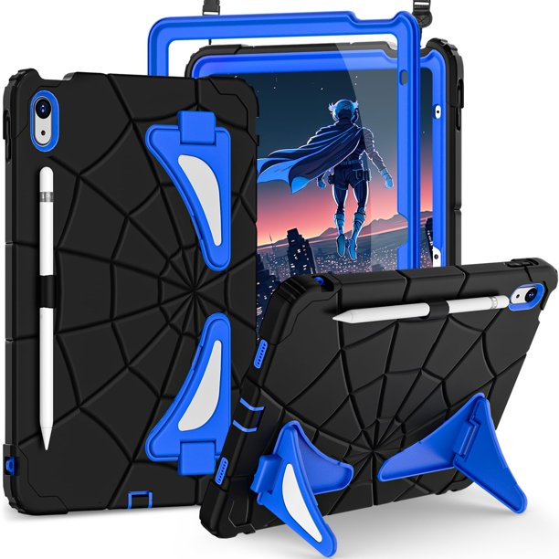 Funda para iPad Auizotl A16 de 11.ª y 10.ª generación con protector de pantalla, color negro y azul