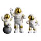 thumbnail image 4 of 3 Piezas Estatuilla De Astronauta Decoración Del Hogar Estatua De Astronauta Escultura Decoración De Oro, 4 of 5