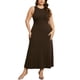 thumbnail image 1 of Agnes Orinda Vestido de Suéter de Talla Grande para Mujeres Cuello Redondo Sin Mangas Vestido de Punto Casual 1X Marrón, 1 of 6