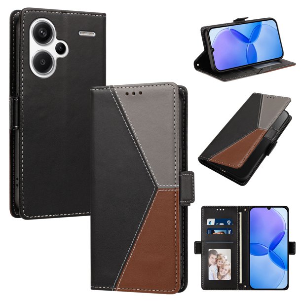 Funda Cartera para Xiaomi Redmi Note 13 Pro Plus 5G, Tricolor, Negro
