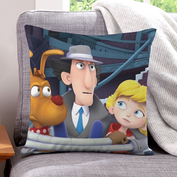 Inspector Gadget Fundas de almohada de terciopelo con tema, regalos de funda de almohada, decoración para el hogar, cojín de lanzar, regalo de cumpleaños para fans y parejas.30*30cm.