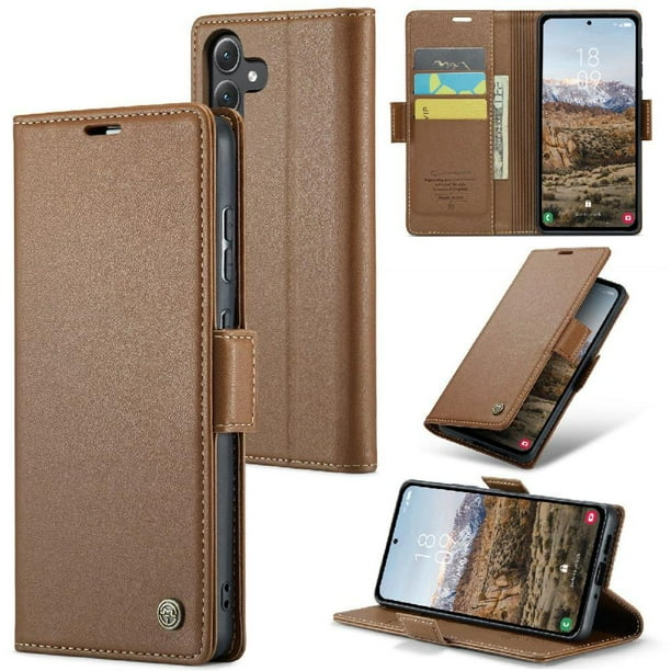 CaseMe tipo cartera Samsung Galaxy A35 5G con cierre magnético, RFID, tarjetero, soporte, carga inalámbrica