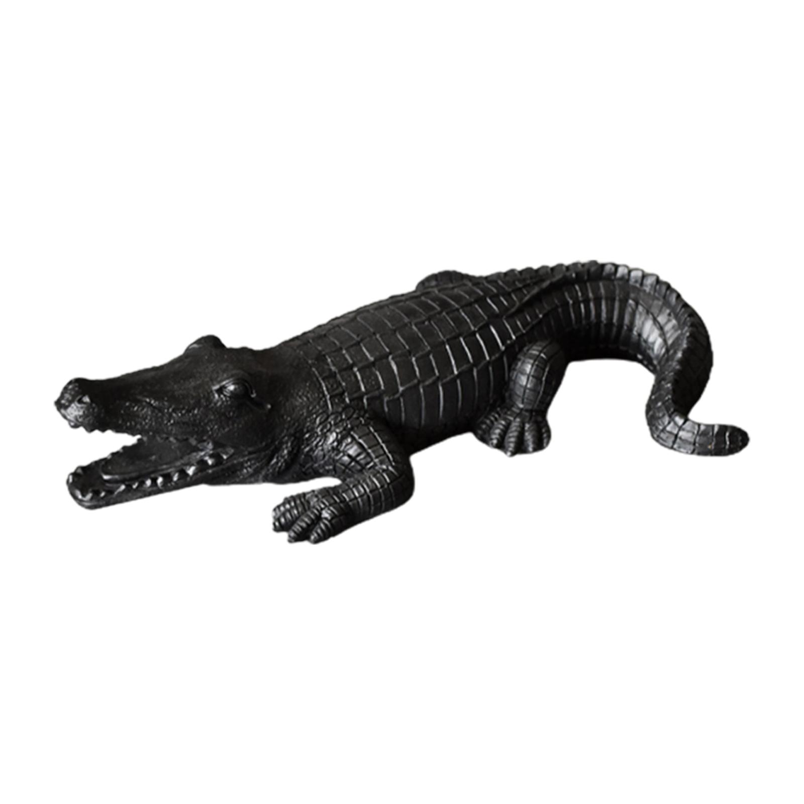 Magideal - Figura De De Resina Coleccionable, Regalo Animal, Estatua De Jardín, Escultura De Caimán Para Escritorio De Oficina, Interior Y Exterior, Sa Negro