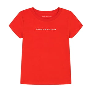 Camiseta Tommy Hilfiger Para Niñas De Manga Corta 3T Roja De Algodón
