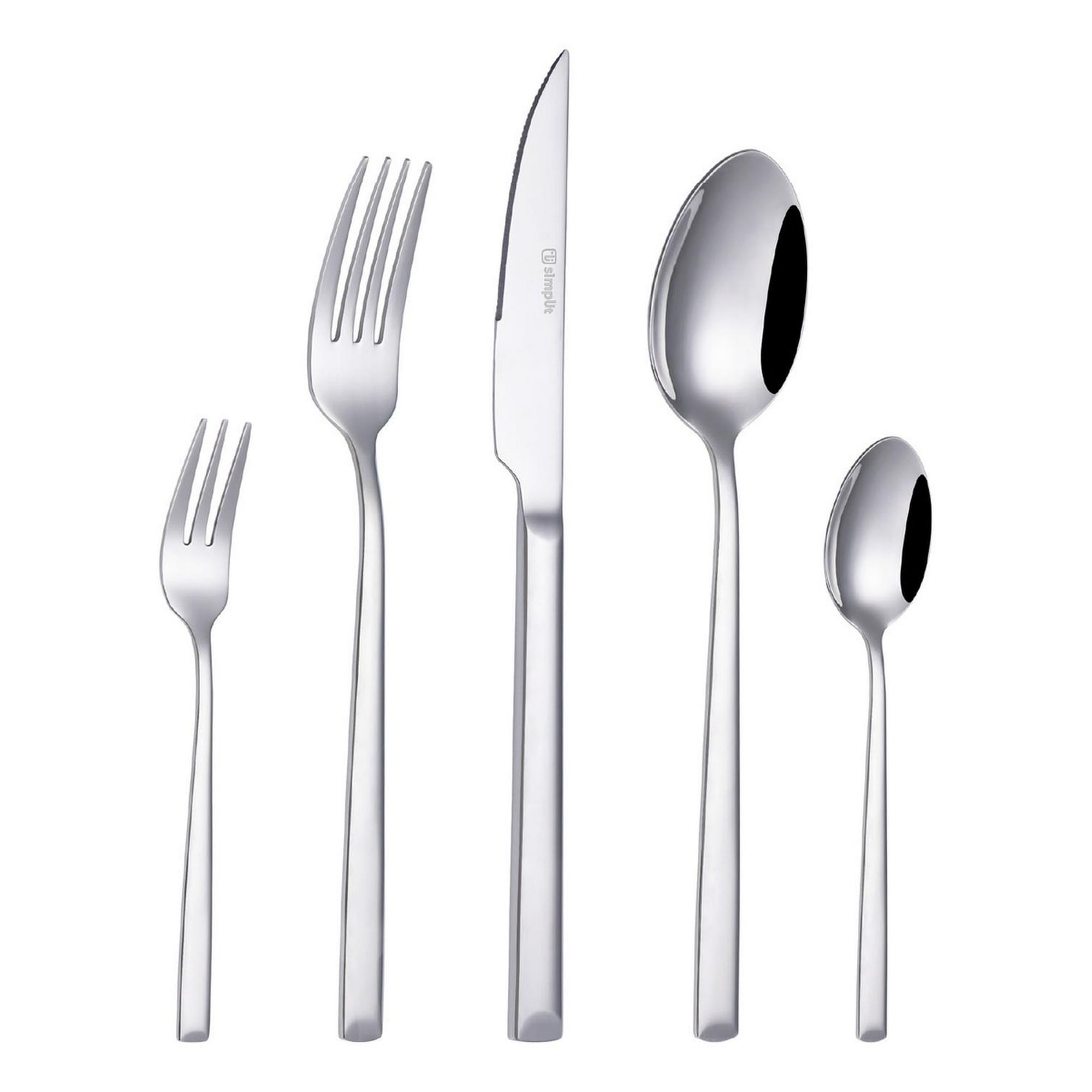 Simplit - Set De Cuchillería 30 Pcs Cubiertos Acero Inoxidable Sicilia Blanco