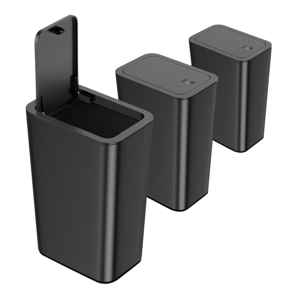 Paquete de 3 Botes de Basura Pequeños N. Netdot 10 Litros Negro