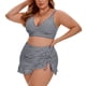 thumbnail image 4 of Agnes Orinda Traje de Baño de Dos Piezas para Mujer Talla Grande Retro Gingham con Nudo, Cintura Alta, Push Up, Fruncido, Playa, Verano, Talla 4X, Gris, 4 of 9