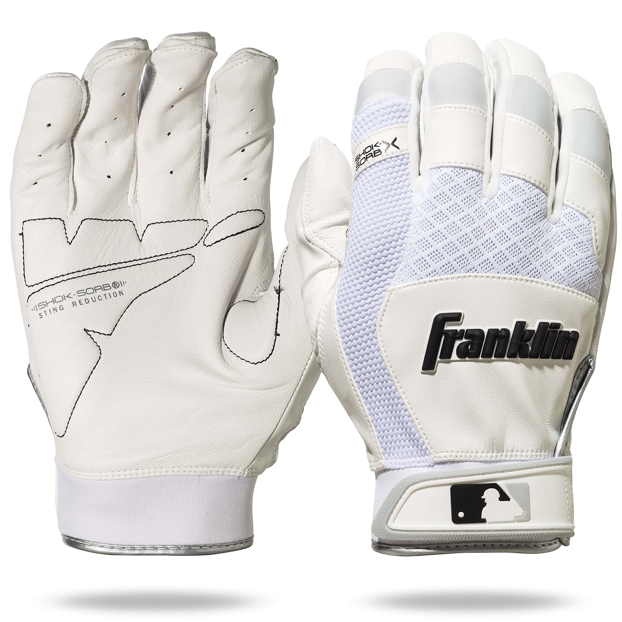 Guantes De Bateo Franklin Sports Shok-sorb X Para Adultos, Blancos