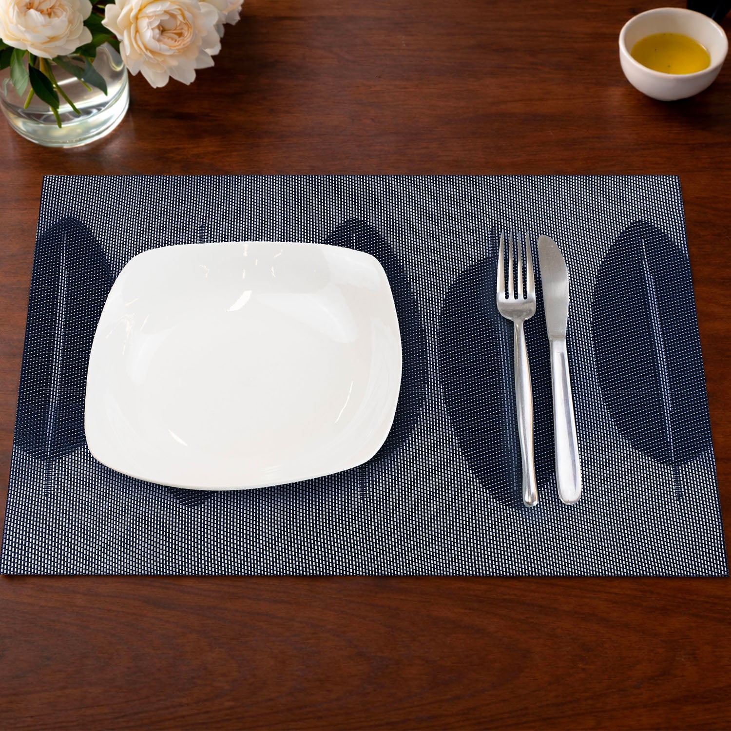 Individual De Mesa Nautica Home 45x30cm Reversible Hojas Azul