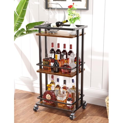 Carrito De Bar Okzest De 3 Niveles, Tamaño Mini Licor,