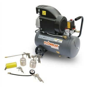 Flowmak - Combo Compresor De Aire 24Litros 1.5Hp Más Kit Accesorios