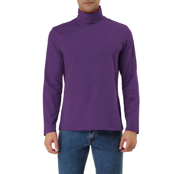 INSPIRE CHIC Suéteres de Hombre Jersey Cuello de Tortuga Manga Larga Ajustado Elástico Slim Fit Tops 46 Púrpura Oscuro