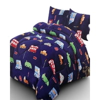 Kang Da - Cubrecama Plush Con Chiporro Invierno Plaza Y Media Autos Niño