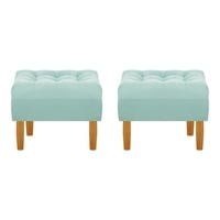 Bodevir - Set Pouf Wood 1C Felpa 04 Verde Agua