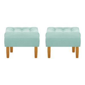 Bodevir - Set Pouf Wood 1C Felpa 04 Verde Agua