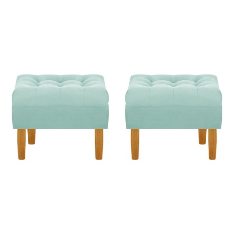 Bodevir - Set Pouf Wood 1C Felpa 04 Verde Agua
