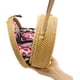 thumbnail image 2 of Bolso de ratán redondo tejido a mano con correas de cuero para el hombro, estilo chic natural NATURALNEO, 2 of 7