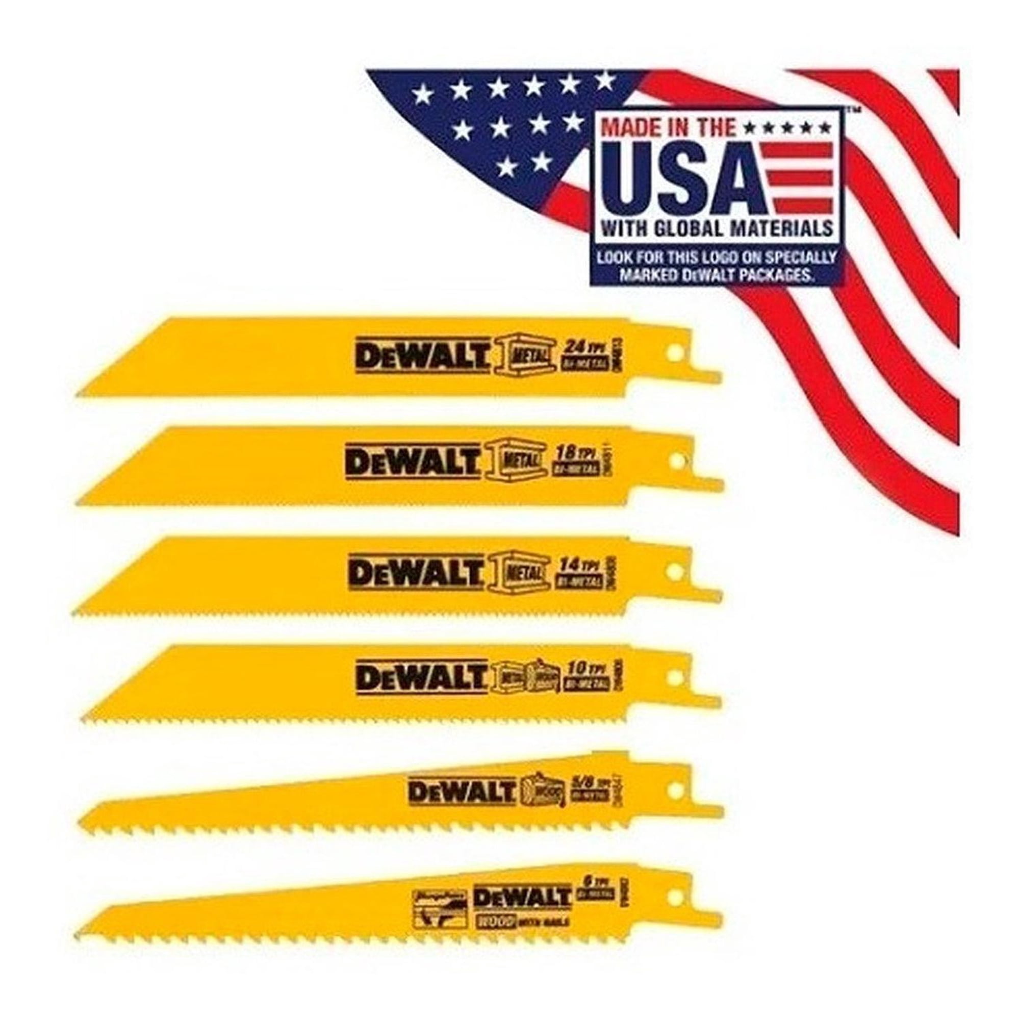 Dw4856 Set 6 Hojas De Sierra Sable Madera Y Metal Dewalt Dw4856 amarillo | Lider