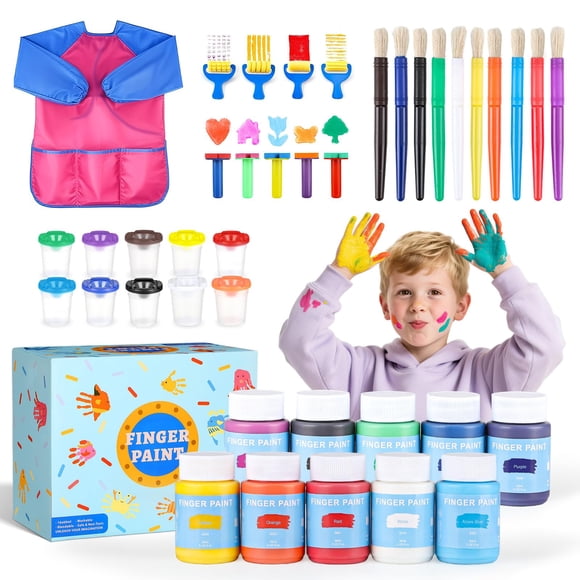 Pintura para dedos TMOL, lavable para niños pequeños, 60 ml, 10 colores, 3 o más