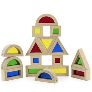 Viga - Juguete Madera Construccion Bloques Con Ventanas Color 16 Pz