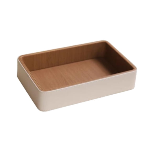 Bandeja de almacenamiento de PU para joyería, llaves, teléfono, cartera, soporte decorativo, 9,8 "x 6,3" x 2 ", cuentas, pulsera, pendientes, bandeja Beige