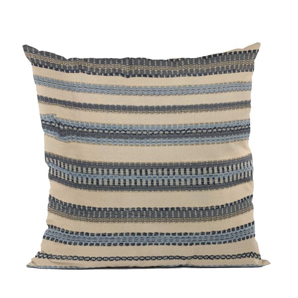 Cojín Plutus Brands Plutus Lanes a rayas, 45 x 45 cm, azul y beige