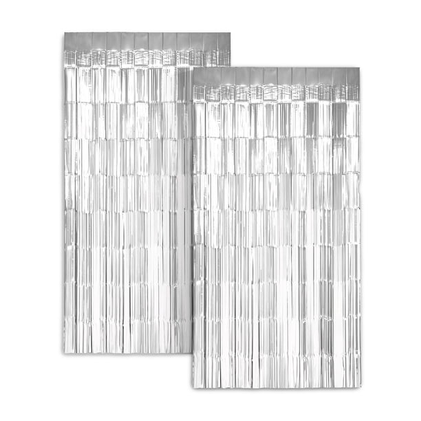 Cortina de aluminio con fondo de zinc, paquete de 2 unidades, 1 x 2 m, plateada, para fiestas