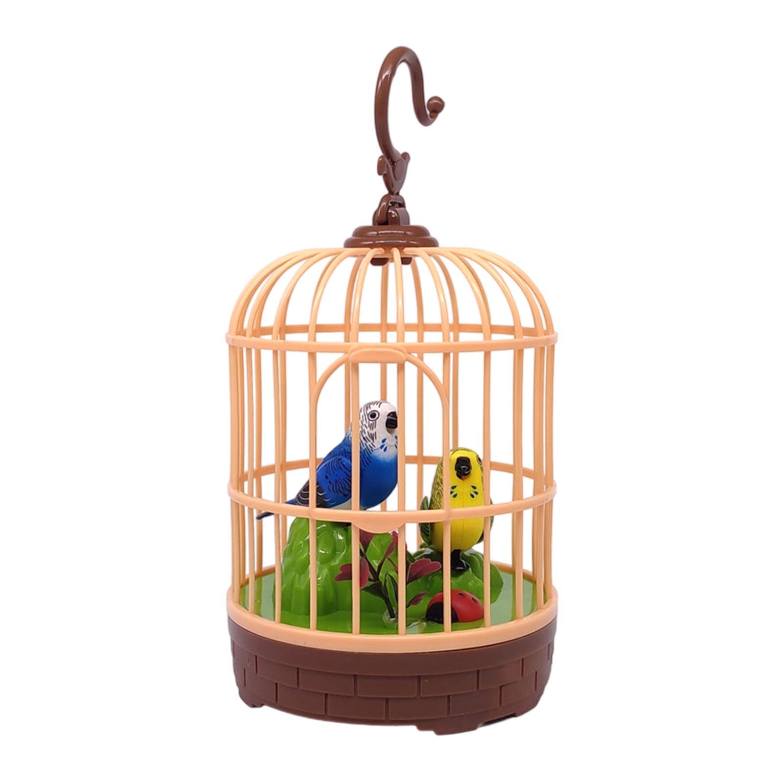 Bothyi - Pájaros Jaula Juguete Adorno Activado Por Voz Chirriante Regalo De Cumpleaños Realista