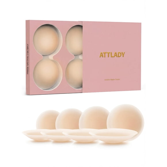 Cubrepezones ATTLADY No Show, reutilizables, de silicona, 4 pares