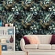 thumbnail image 2 of 1pc Dark Green Background Flower Wallpaper, Green Flower Peel And Stick Wallpaper, Plant Leaves Flower Mural, Removable Wallpaper, Self-Adhesive Wallpaper, 17.7in*78.7in, 2 of 2