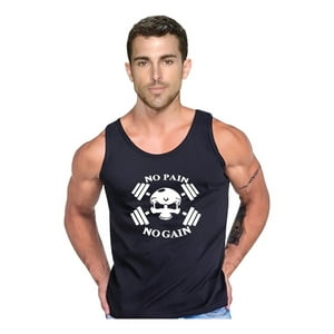 Persodesign - Polera No Pain No Gain Skull Tank Gym Gimnasio Crossfit Swag Talla L Negro Hombre