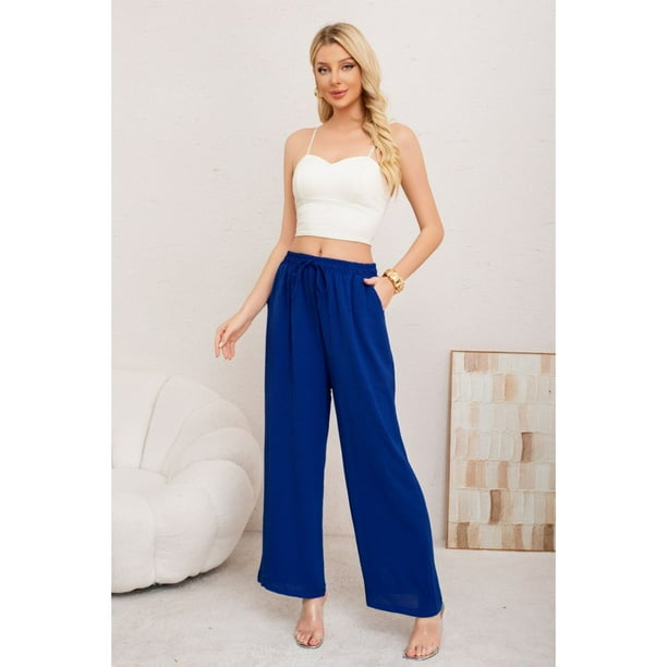 Pantalon Palazzo Algodon Mujer Tipo Lino Bota Ancha 3002