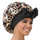 thumbnail image 1 of GDTOGRT Bonete de Satén para Mujer – Gorro de Dormir Leopardo‑Negro, 1 of 8