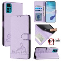 Funda Tipo Cartera Foxdock Para Motorola Moto E32S/E32 4G/E22S 4G Con Soporte, Ranuras, Rfid, Diseño De Gato