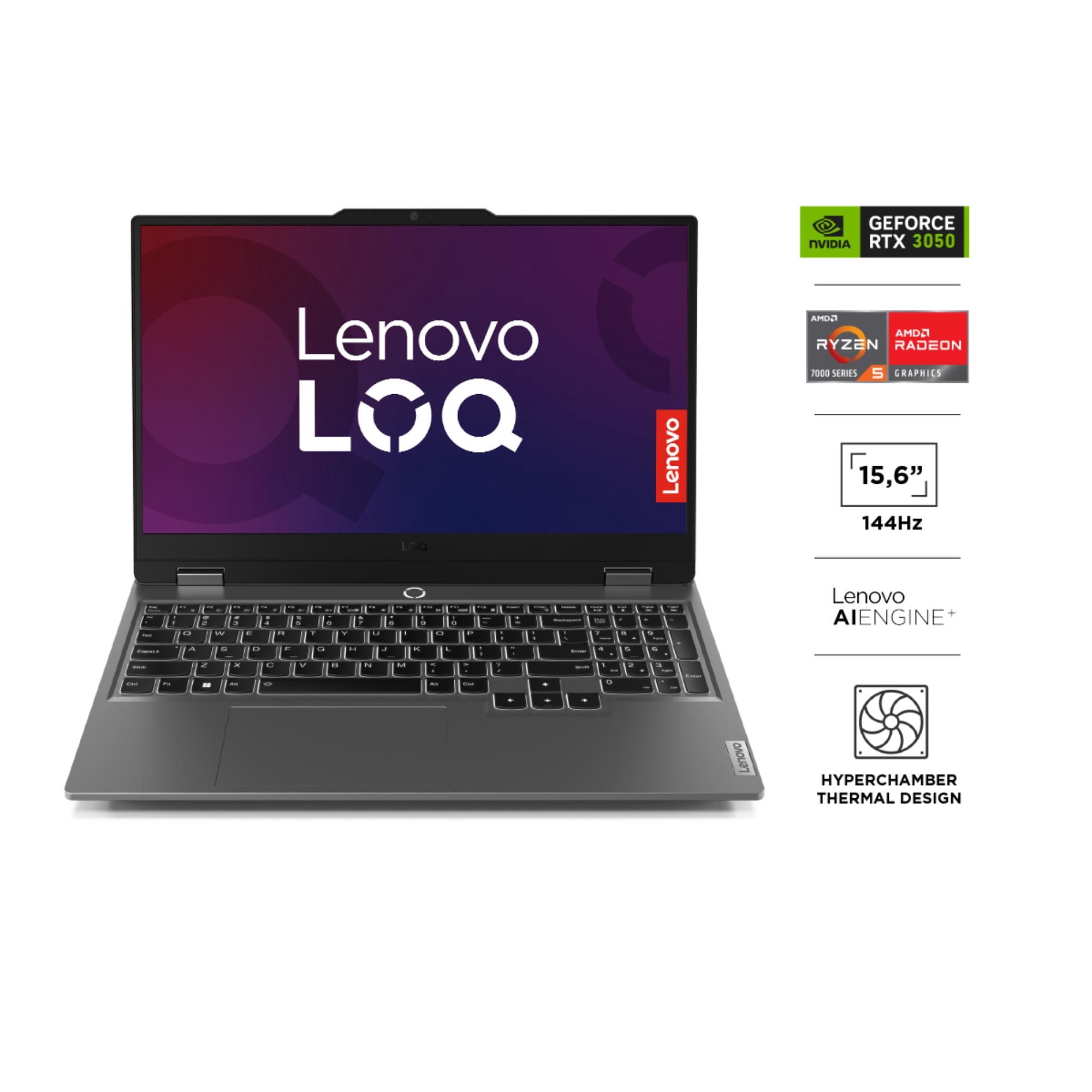 Notebook Gamer Loq Amd Ryzen 5 7235Hs 16Gb Ram 512Gb Ssd Rtx 3050 15,6"" Fhd 144Hz Nvidia Lenovo